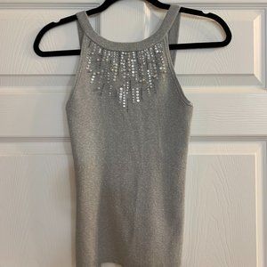 White House Black Market Gray Sweater Tank with Sequins, Size Small